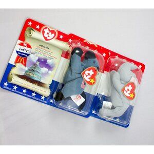 Ty Teenie Beanie Babies Righty & Lefty Elephant Donkey McDonalds Toy 1996
